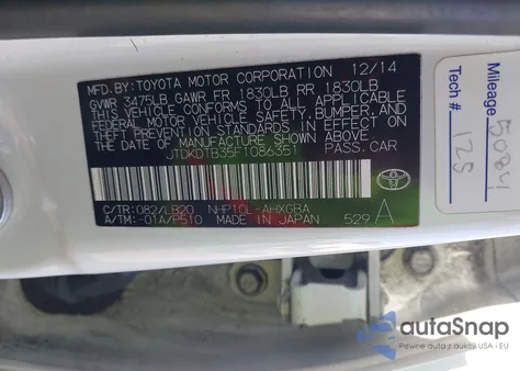 2015 Toyota Prius C Four from USA, damaged, VIN JTDKDTB35F1086351